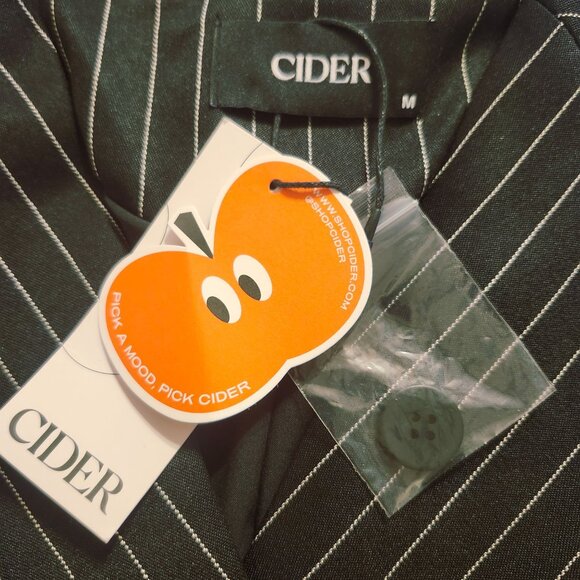 Cider Women's Size Medium Black Striped Split Button Blazer Mini Dress Pleated - Picture 6 of 10